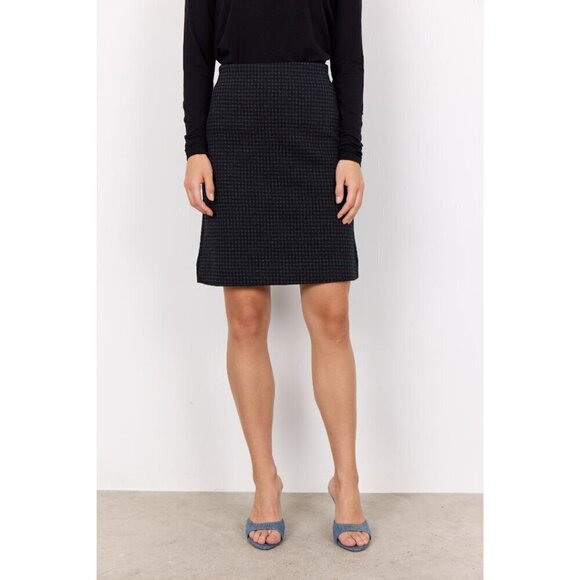 NWT SOYA CONCEPT Isobel Black & Charcoal Houndstooth Print Skirt - Picture 2 of 5